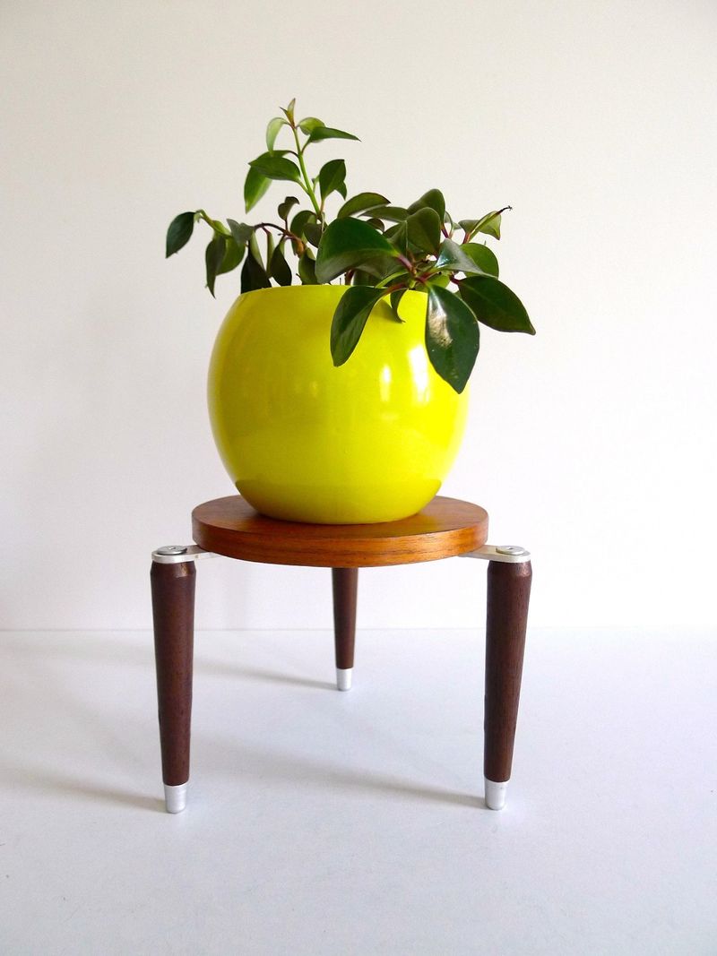 walnut tripod plant stand